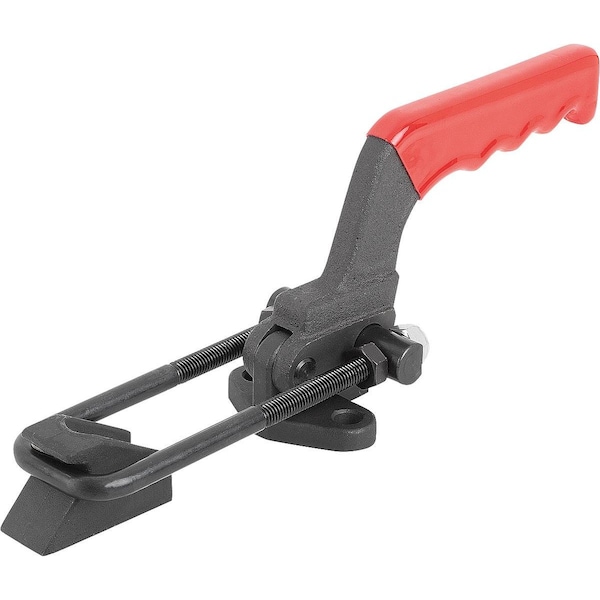 Latch-Action Clamp, Horizontal With Fixed Jaw, Heavy-Duty Version, F2=20000, Steel Galvanized And